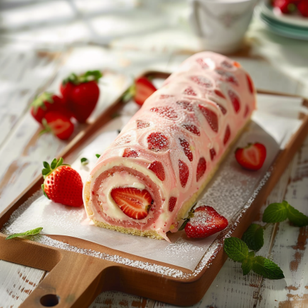 rouleau de gâteau aux fraises Depuis recettemoderne.com