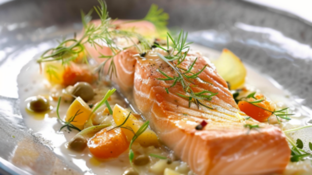 Pavé de Saumon sur Lit de Poireaux Depuis recettemoderne.com