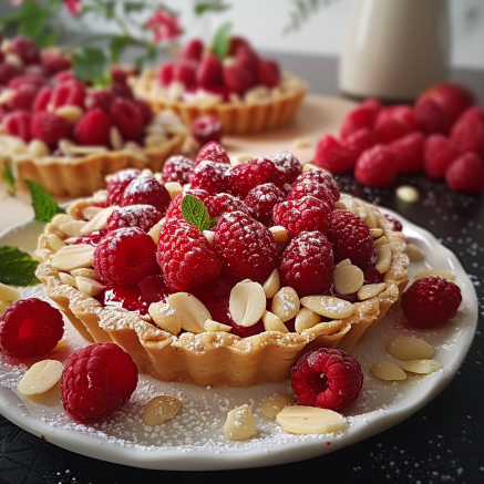 tartelettes aux amandes et framboises Depuis recettemoderne.com