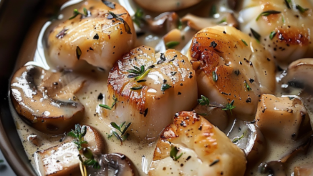 Blanquette de Saint-Jacques aux Champignons Depuis recettemoderne.com