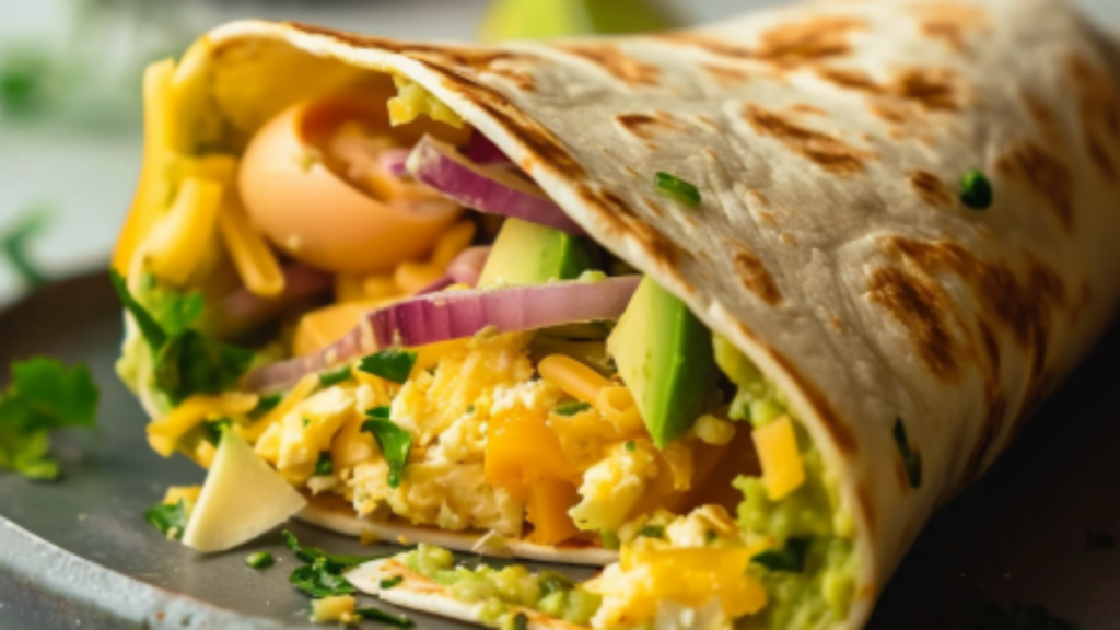 Recette de Wrap Avocat Cheddar Œufs depuis recettemoderne.com