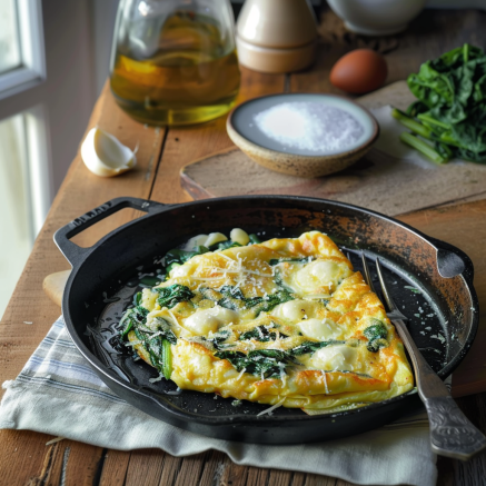Omelette aux Épinards et Mozzarella Depuis recettemoderne.com