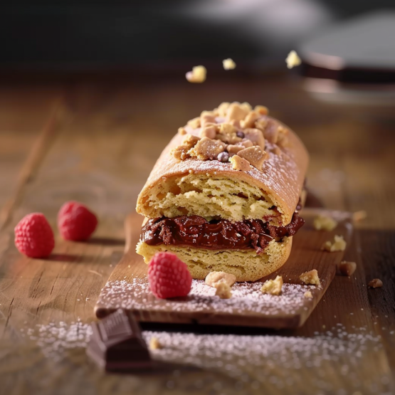 Biscuit Roulé au Chocolat et Mousse de Fromage