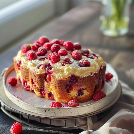 Gâteau au Yaourt et aux Framboises Depuis recettemoderne.com