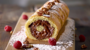 Biscuit Roulé au Chocolat et Mousse de Fromage