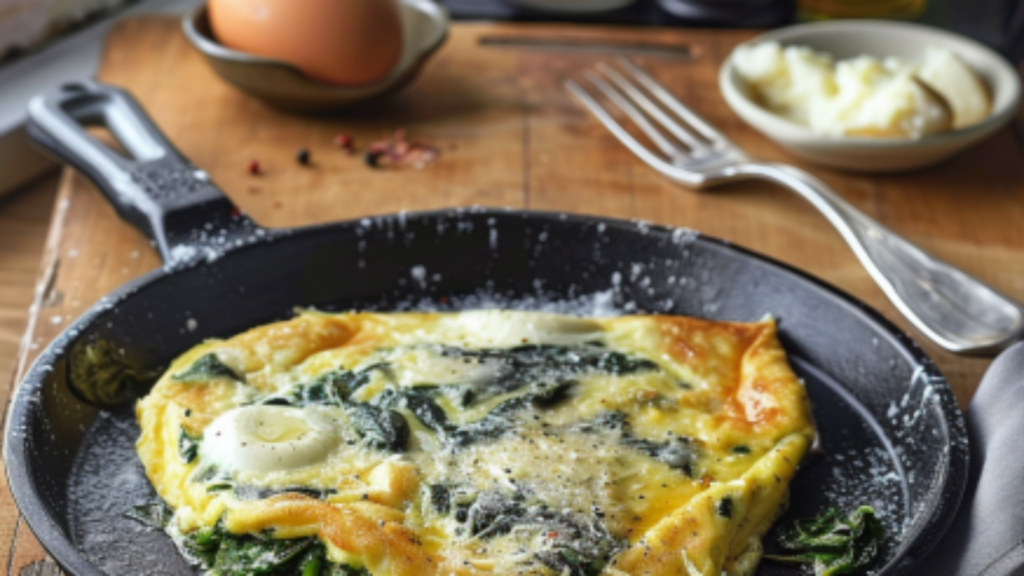 Omelette aux Épinards et Mozzarella Depuis recettemoderne.com