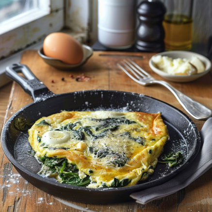 Omelette aux Épinards et Mozzarella Depuis recettemoderne.com