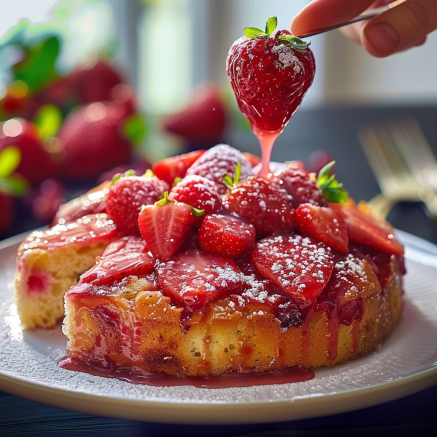 Gâteau Renversé aux Fraises Depuis recettemoderne.com