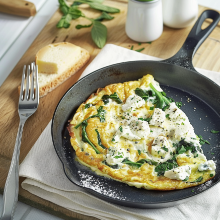 Omelette aux Épinards et Mozzarella Depuis recettemoderne.com