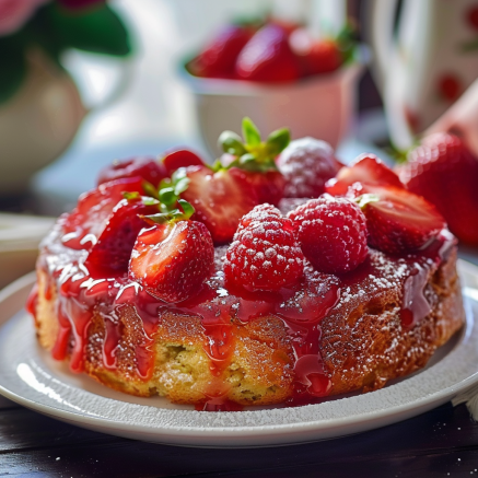 Gâteau Renversé aux Fraises Depuis recettemoderne.com