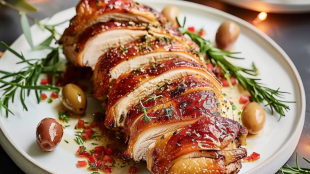 Roulé de Poulet aux Saucisses et Olives