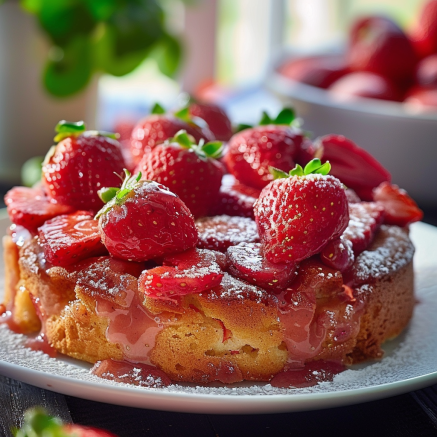 Gâteau Renversé aux Fraises Depuis recettemoderne.com