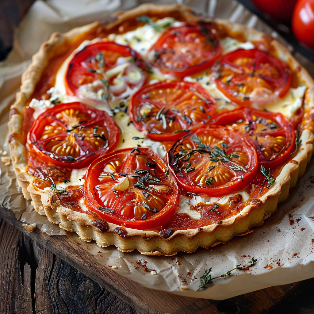 Tarte Tomate Chèvre Miel depuis recettemoderne.com