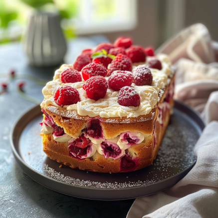 Gâteau au Yaourt et aux Framboises Depuis recettemoderne.com