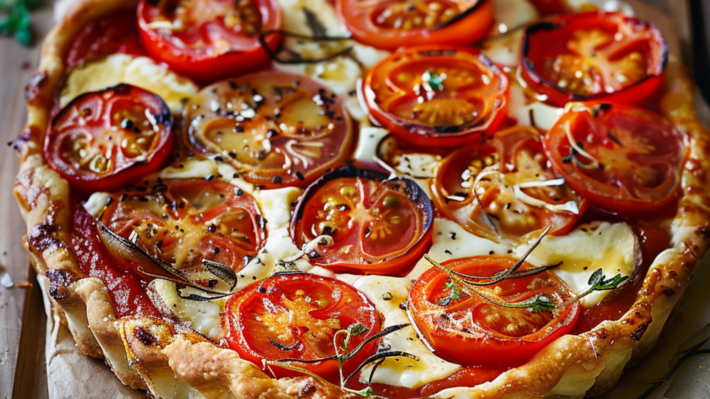 Tarte Tomate Chèvre Miel depuis recettemoderne.com