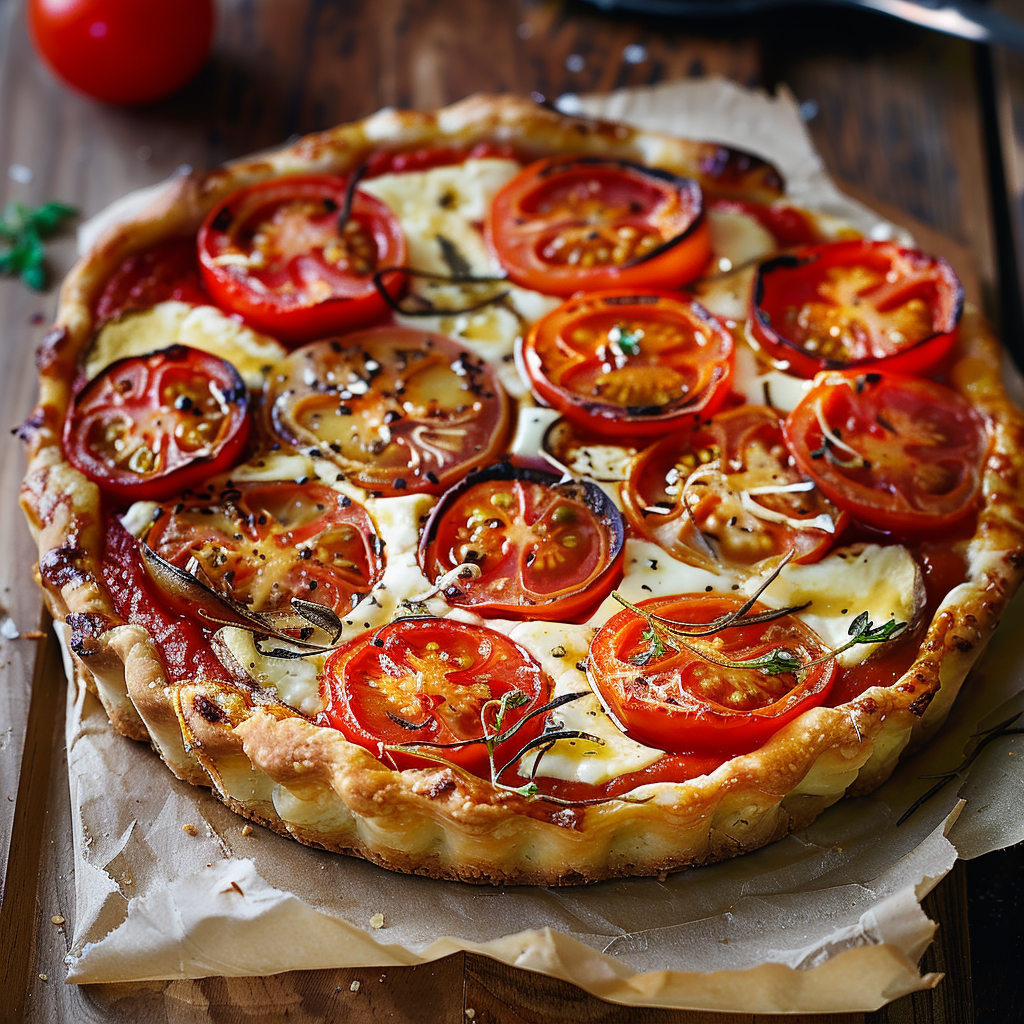 Tarte Tomate Chèvre Miel depuis recettemoderne.com