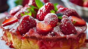Gâteau Renversé aux Fraises Depuis recettemoderne.com