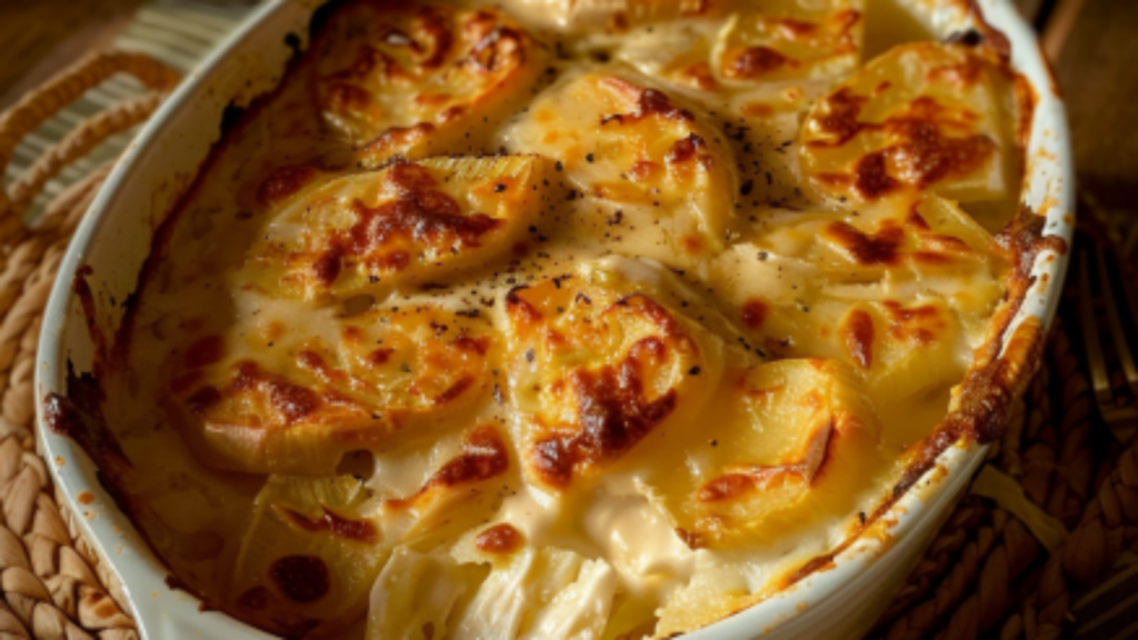 Gratin de Chou-Fleur, Pommes de Terre et Poulet Depuis recettemoderne.com