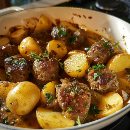 Ragoût de pommes de terre aux boulettes de viande Depuis recettemoderne.com