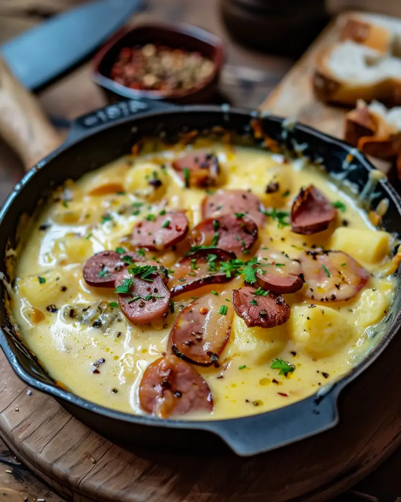 Fondue d’Endives aux Saucisses Fumées depuis recettemoderne.com
