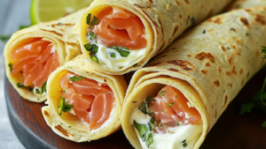 Rouleaux de Tortillas au Saumon et Crème Fraîche