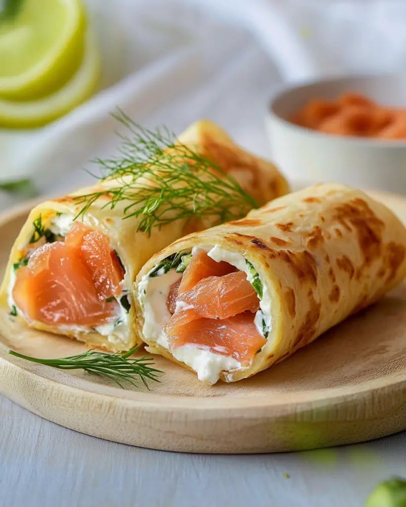Rouleaux de Tortillas au Saumon et Crème Fraîche