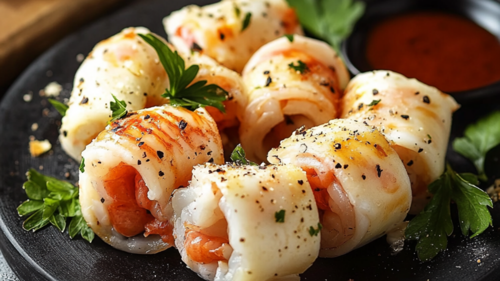 Roulés Feuilletés aux Crevettes et Fromage