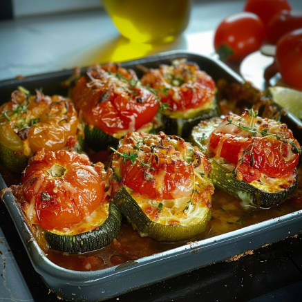 Courgettes farcies au riz et tomates Depuis recettemoderne.com