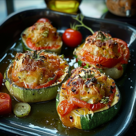 Courgettes farcies au riz et tomates Depuis recettemoderne.com