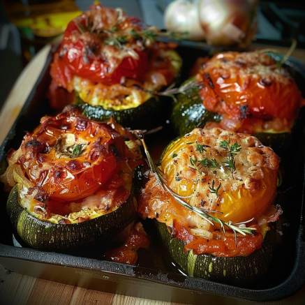 Courgettes farcies au riz et tomates Depuis recettemoderne.com