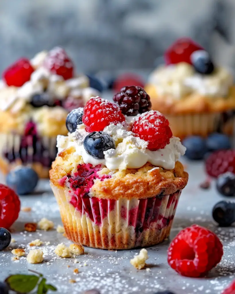 Muffins au fromage à la crème et petits fruits Depuis recettemoderne.com