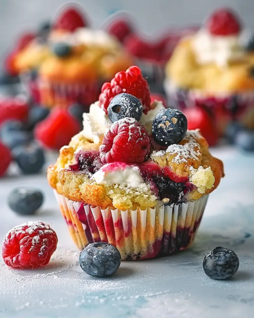 Muffins au fromage à la crème et petits fruits Depuis recettemoderne.com