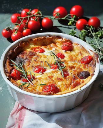 Clafoutis Tomates Cerises et Emmental Depuis recettemoderne.com
