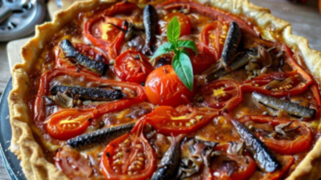 Tarte aux tomates, oignons et anchois Depuis recettemoderne.com