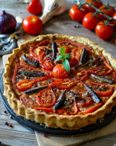 Tarte aux tomates, oignons et anchois Depuis recettemoderne.com