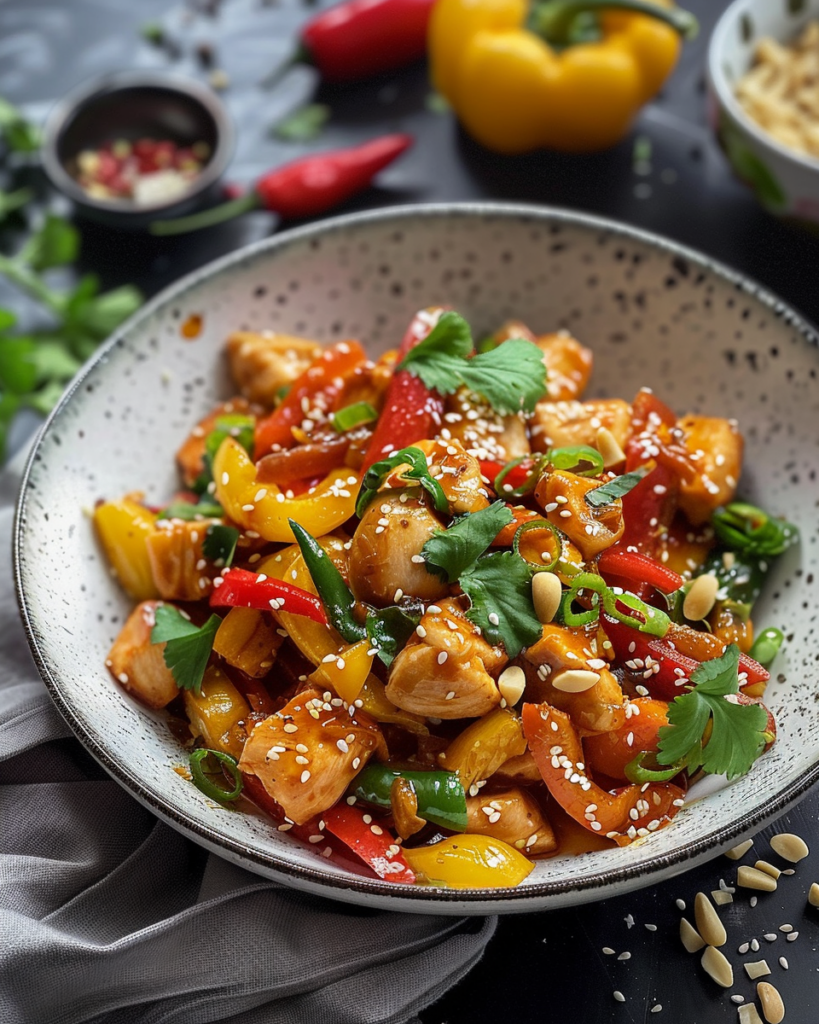 Wok de poulet aux poivrons Depuis recettemoderne.com