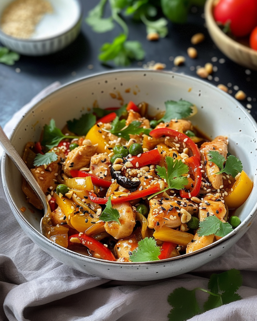 Wok de poulet aux poivrons Depuis recettemoderne.com