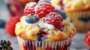 Muffins au fromage à la crème et petits fruits Depuis recettemoderne.com