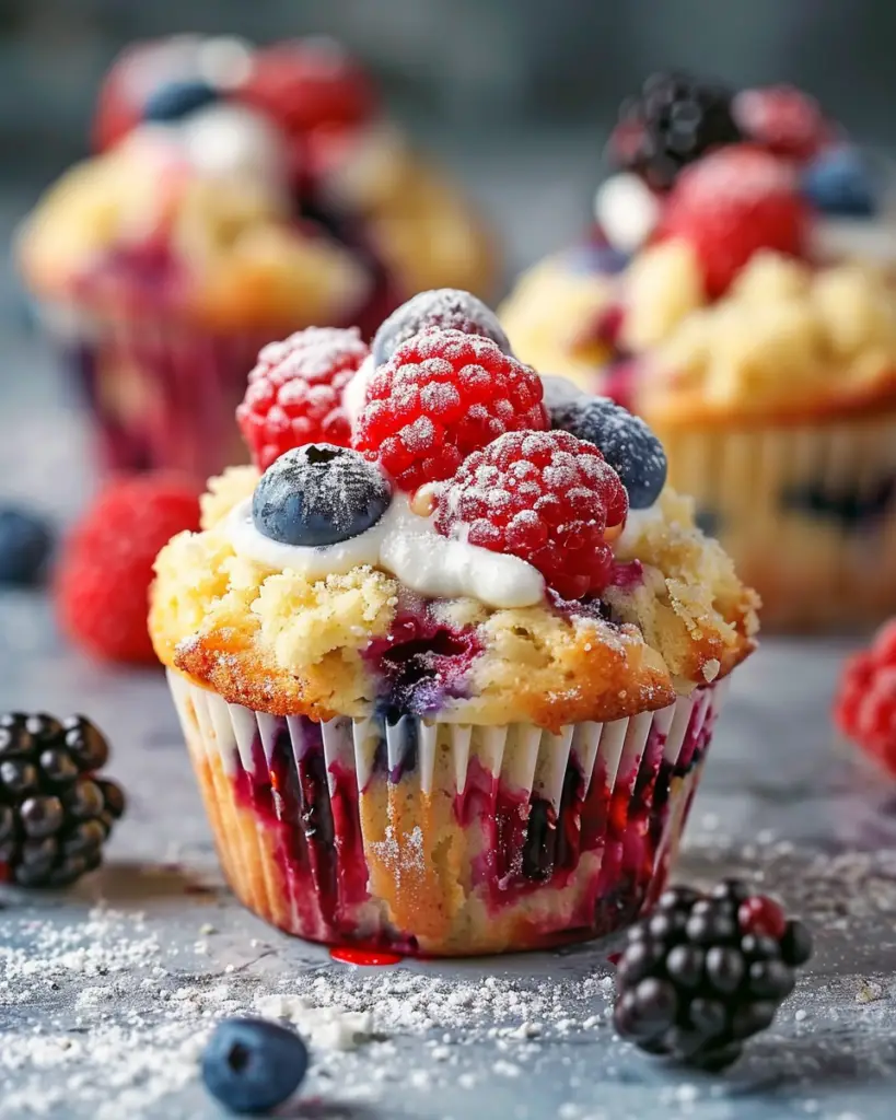 Muffins au fromage à la crème et petits fruits Depuis recettemoderne.com