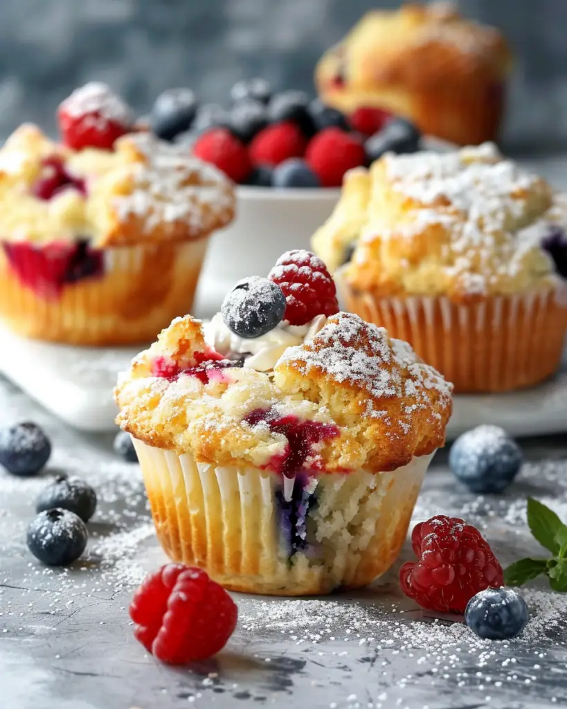 Muffins au fromage à la crème et petits fruits Depuis recettemoderne.com