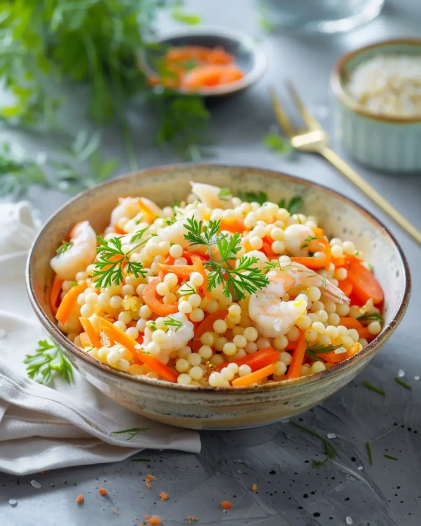 Salade de Pâtes Perles au Surimi depuis recettemoderne.com