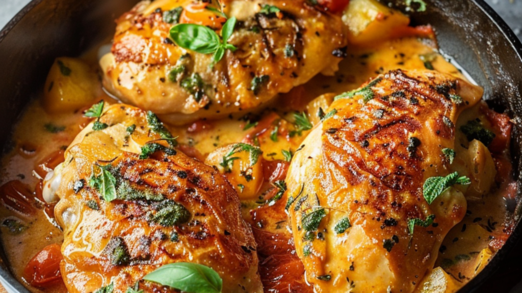 Blancs de Poulet à la Crème de Tomate Depuis recettemoderne.com
