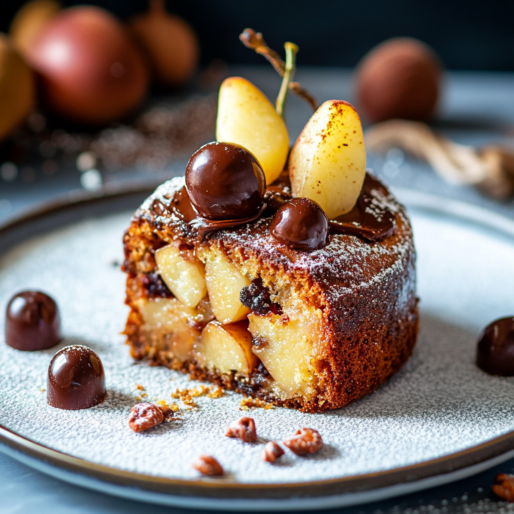 Gâteau moelleux aux poires et pépites de chocolat depuis recettemoderne