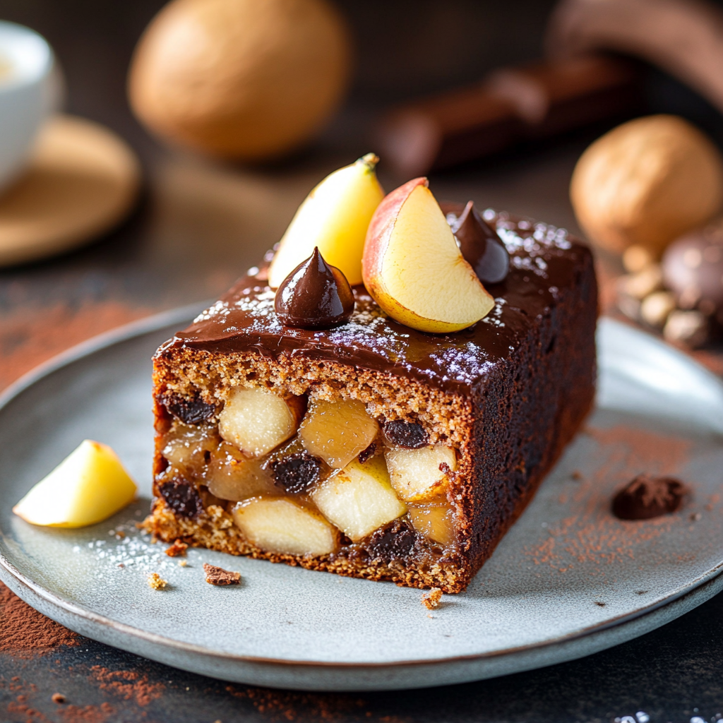 Gâteau moelleux aux poires et pépites de chocolat depuis recettemoderne