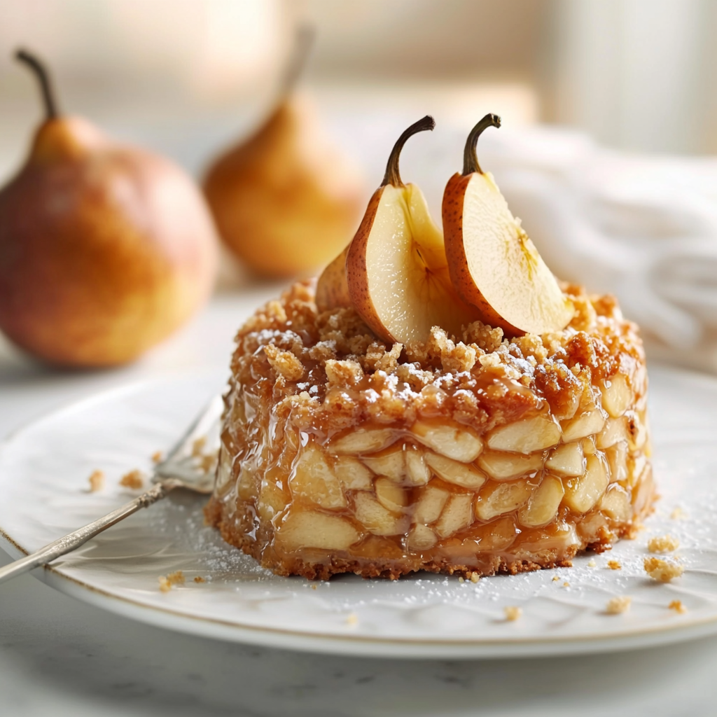 Gâteau renversé poire noisette depuis recettemoderne