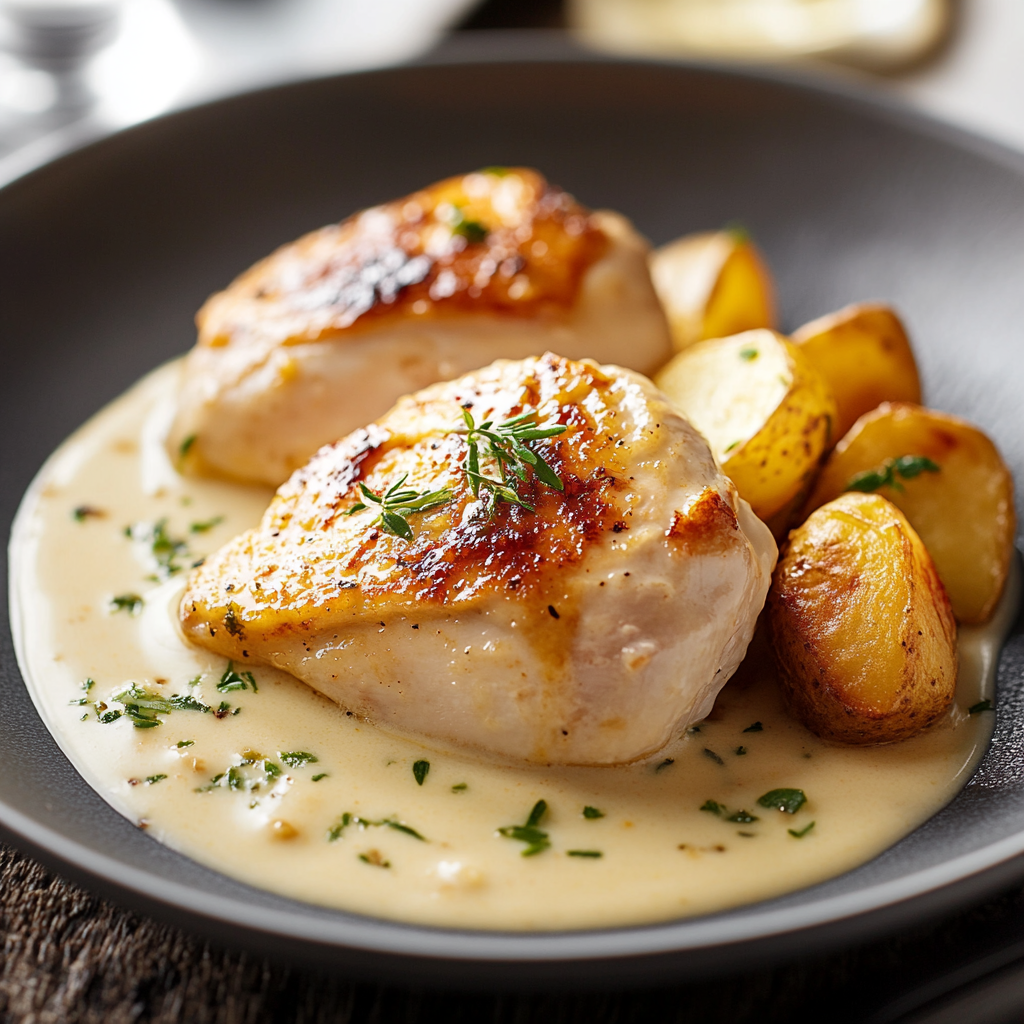 Blancs de poulet à la crème et moutarde depuis recettemoderne