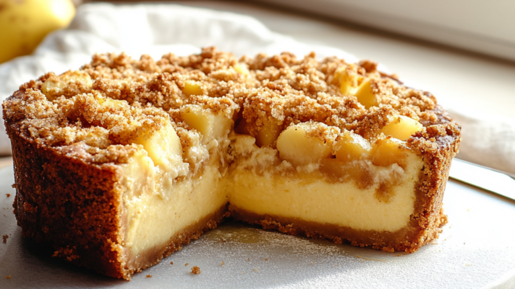 cheesecake aux pommes et crumble depuis recettemoderne