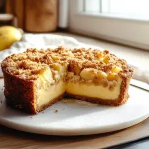 cheesecake aux pommes et crumble depuis recettemoderne