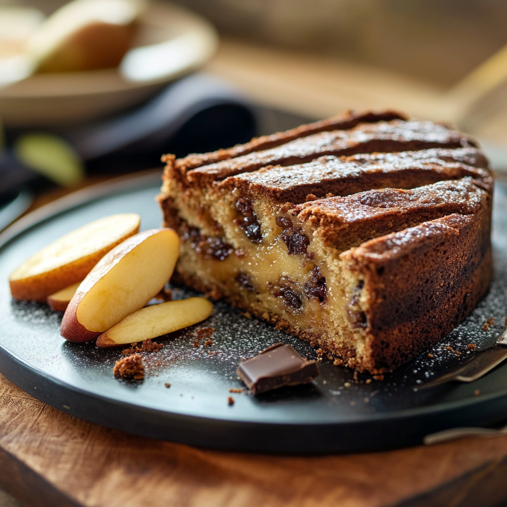 Gâteau moelleux aux poires et pépites de chocolat depuis recettemoderne