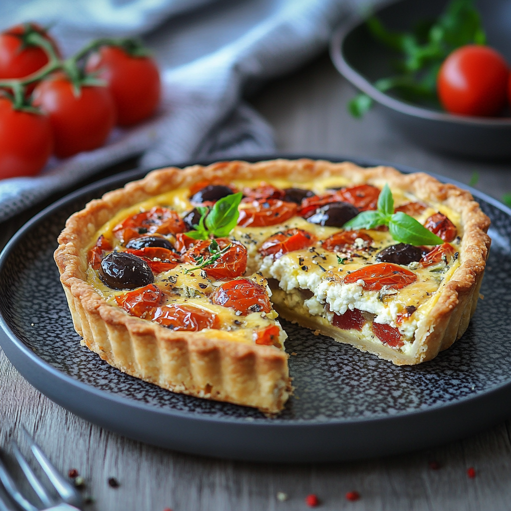 Quiche à la feta et Tomates Confites depuis recettemoderne